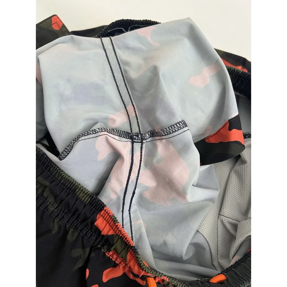 Psycho Bunny Boys XL 18-20 Swim Trunks Orange Camo Shorts Liner Cut Out Read *